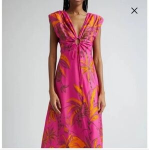 FARM Rio Beach Forest Print Maxi Dress - Pink/Orange size L